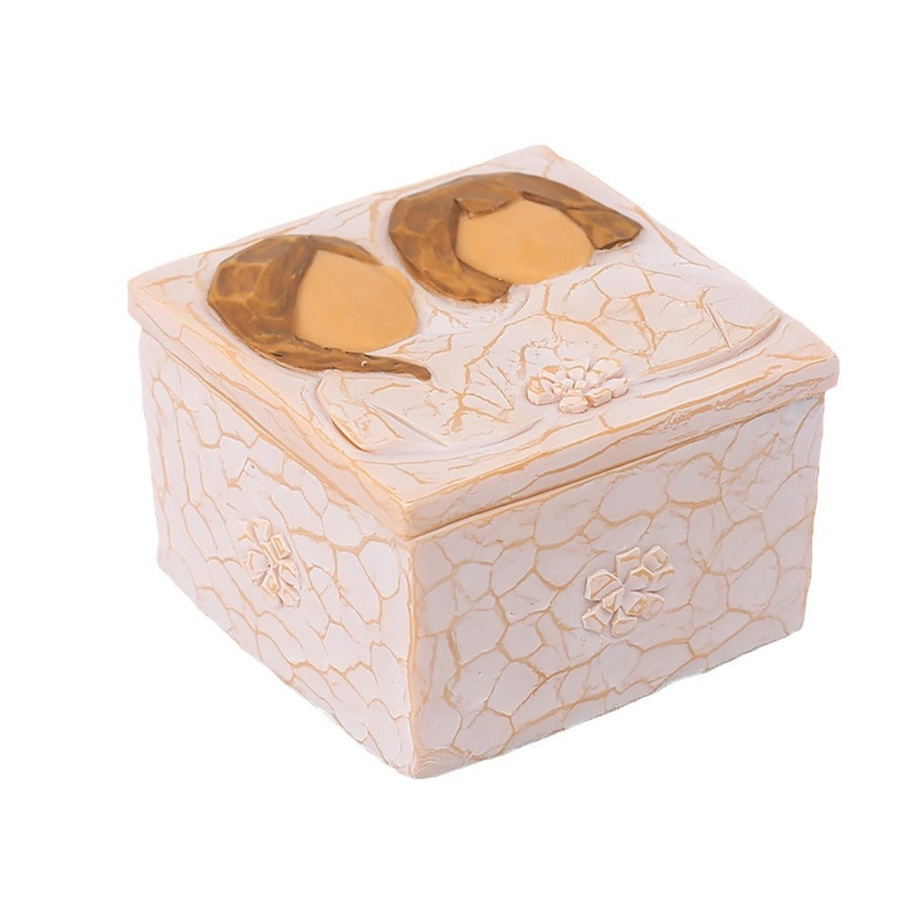 Love and friendship square jewelry storage box resin home storage decoration
