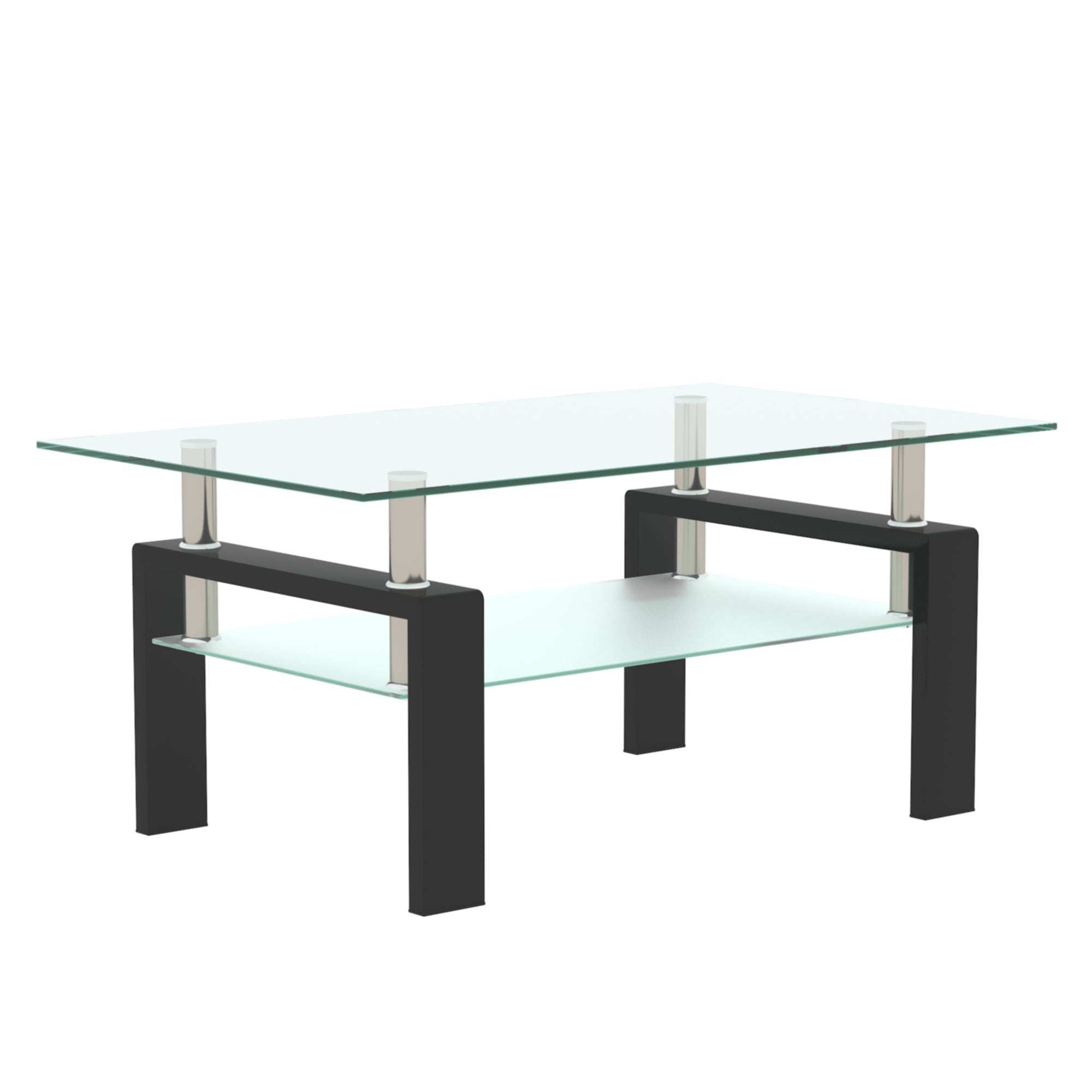 Rectangle Black Glass Coffee Table Clear Coffee Table Modern Side Center Tables for Living Room Living Room Furniture
