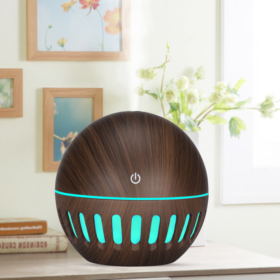 New Wood Grain Hollow Humidifier USB Home Office Desk Small Air Purifier