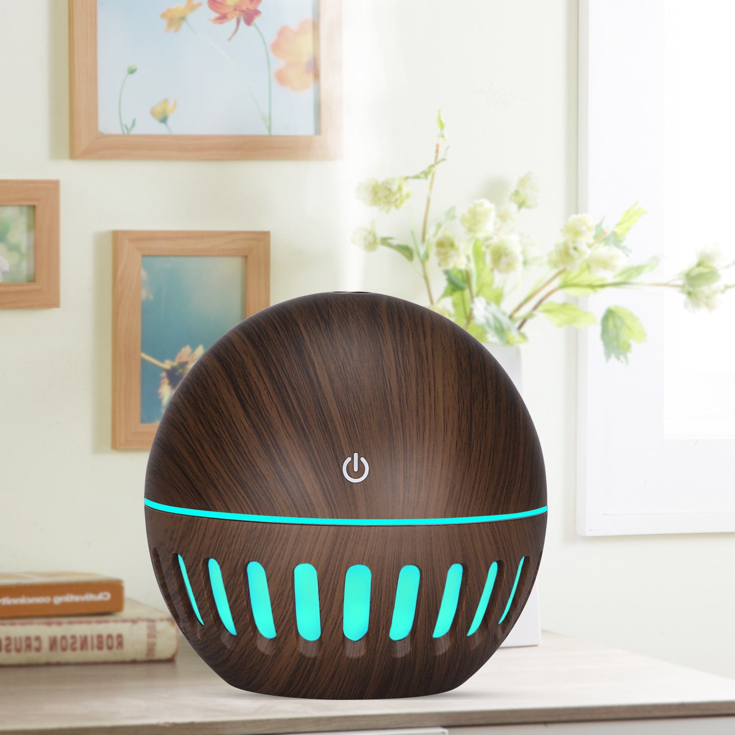 New Wood Grain Hollow Humidifier USB Home Office Desk Small Air Purifier