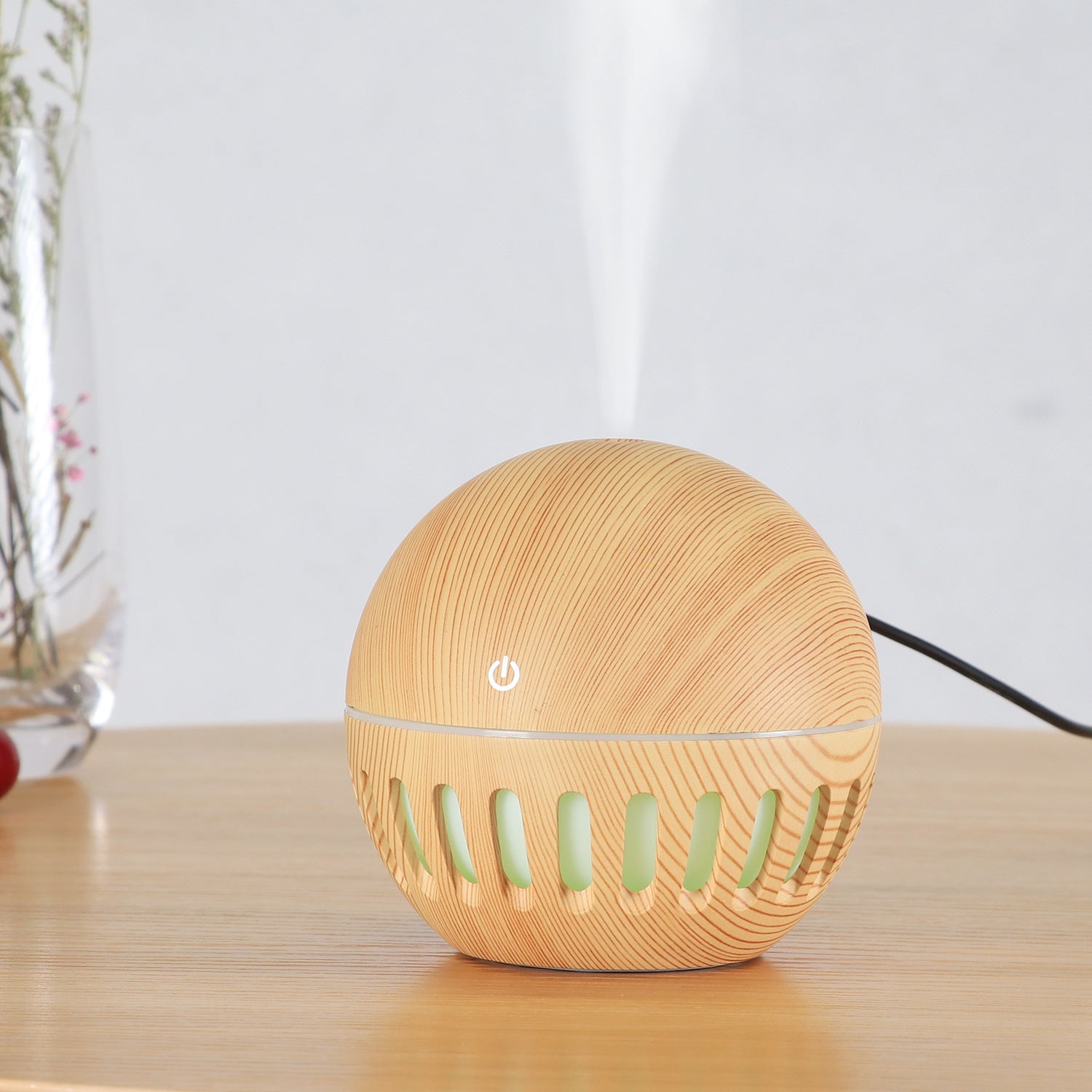 New Wood Grain Hollow Humidifier USB Home Office Desk Small Air Purifier
