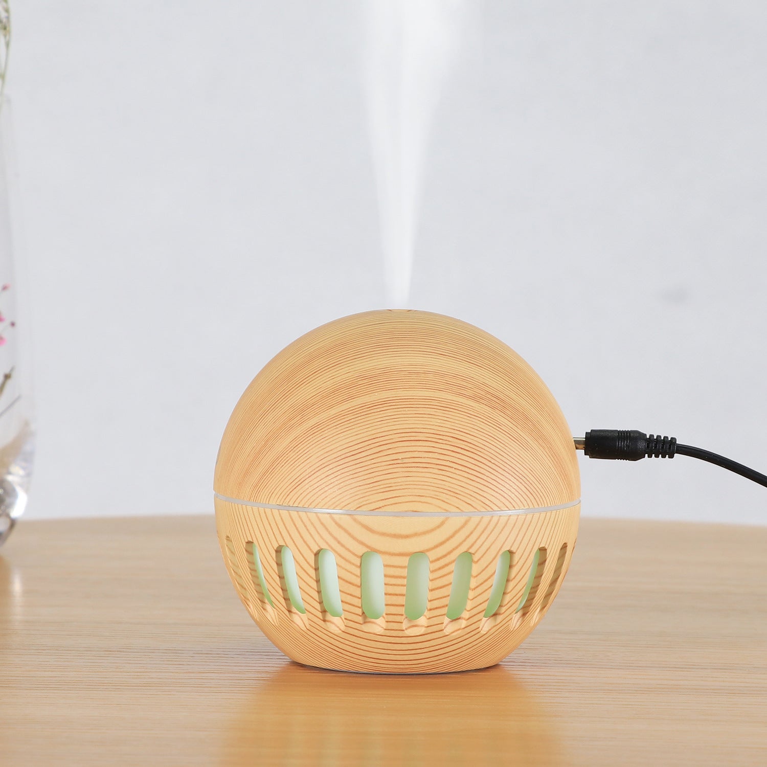 New Wood Grain Hollow Humidifier USB Home Office Desk Small Air Purifier