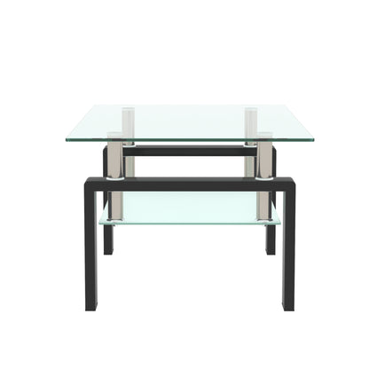 Rectangle Black Glass Coffee Table Clear Coffee Table Modern Side Center Tables for Living Room Living Room Furniture
