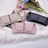 Stylish PU sunglasses box storage in three colors: beige, black, and pink, perfect for organizing eyewear.