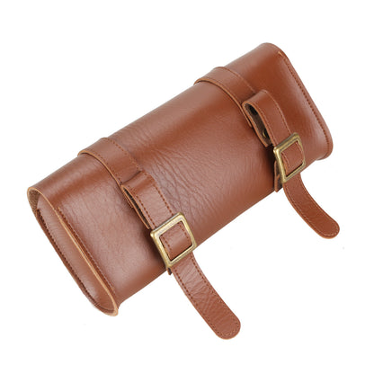 Retro PU leather waterproof bag with buckle straps, perfect for cycling and outdoor adventures.