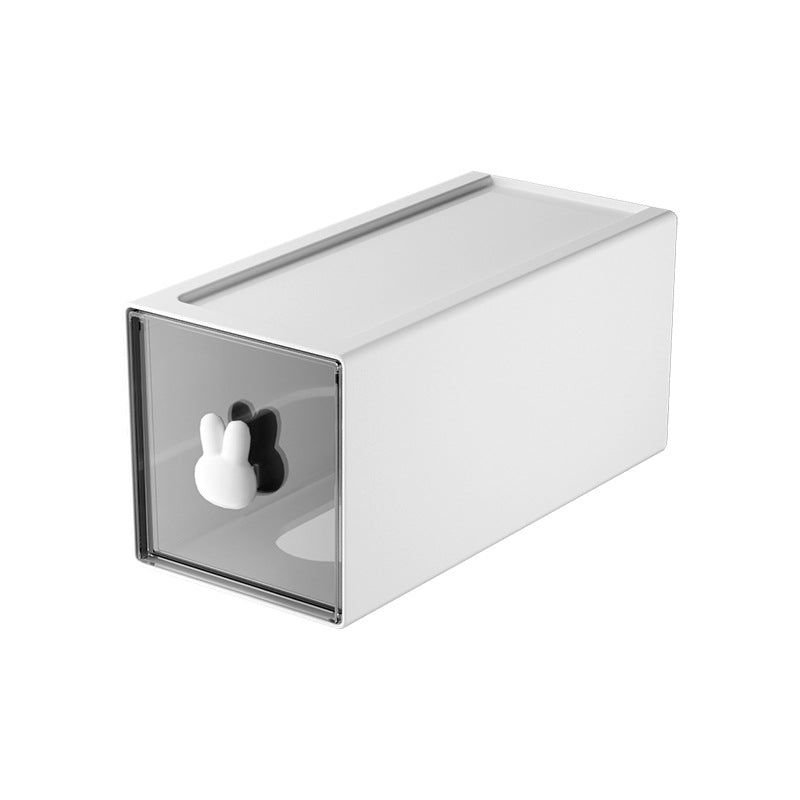 Large capacity plastic desktop storage box with drawer design, perfect for organizing office supplies and accessories.