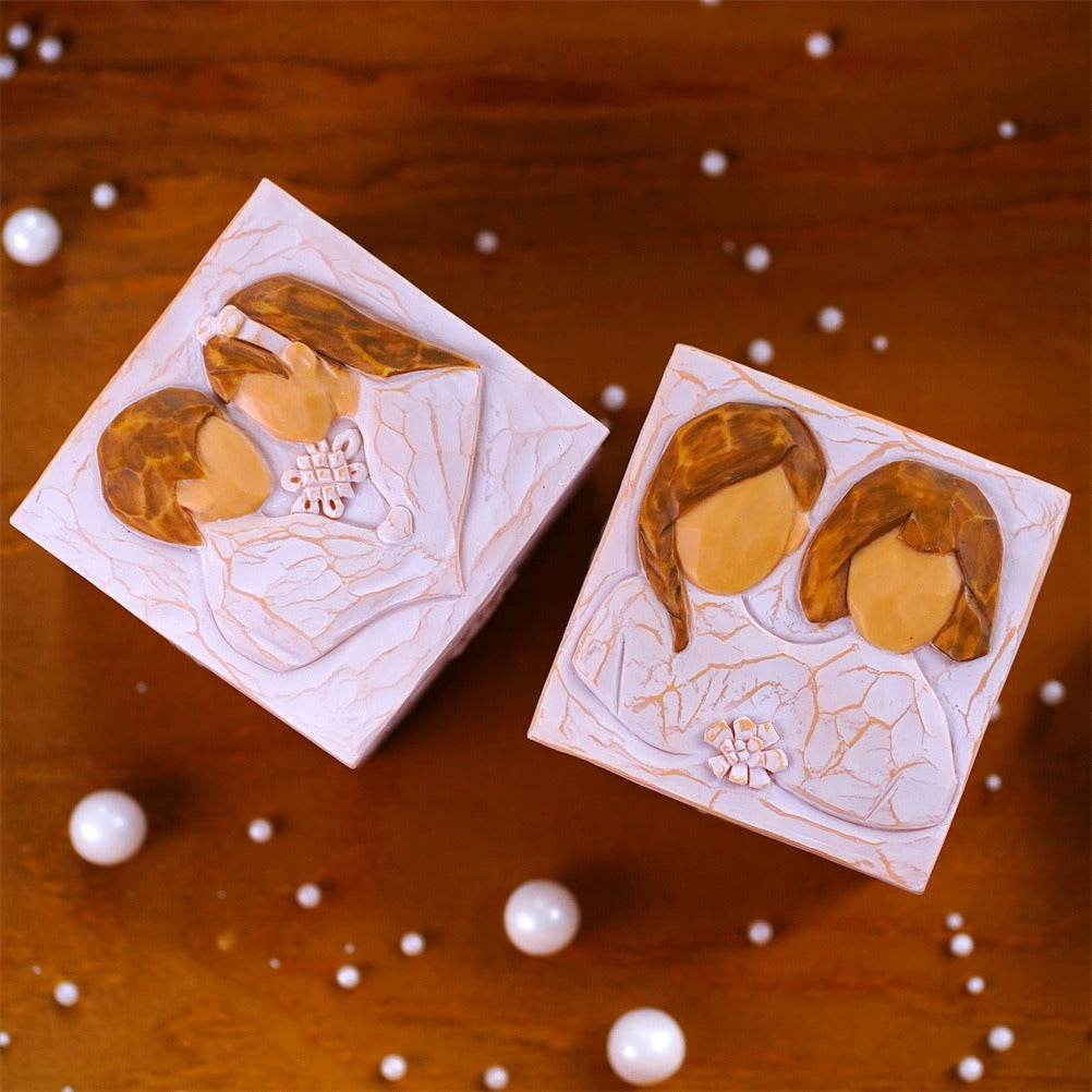 Love and friendship square jewelry storage box resin home storage decoration
